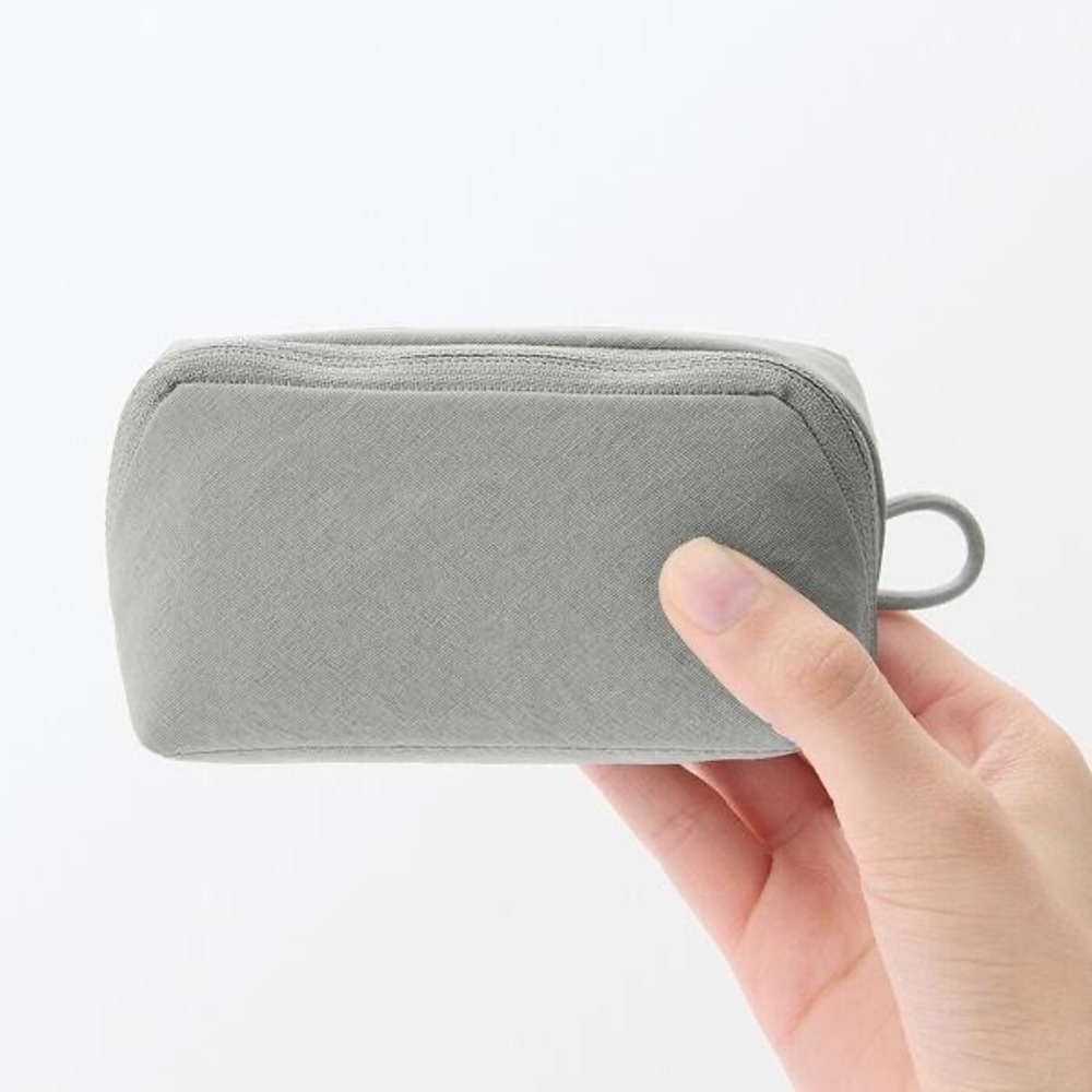 NEW MUJI Wrinkle Nylon Wide Opening Pouch Gray Small Organizer JAPAN - Picture 8 of 10